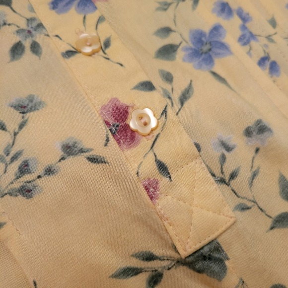 Erika M Yellow Floral Dainty Ditzy Print Cottage Prairie Dress Button Front Chic - Picture 4 of 10